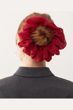 Reclaimed Oversized chiffon scrunchie in burgundy red