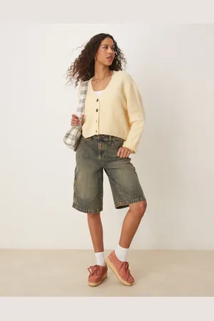 Dickies Denim carpenter jorts in indigo with yellow fade-Blue
