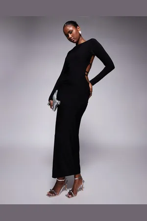 Missyempire Missy Empire double layered slinky open back bodycon maxi dress in
