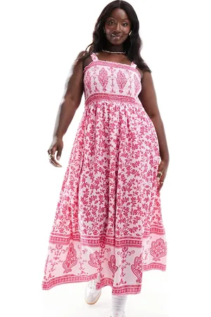 Yours Shirred maxi dress in print-Multi