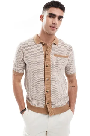 New Look Retro open knit shirt in light