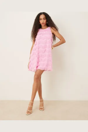 Y.A.S Textured racer neck mini dress in pink
