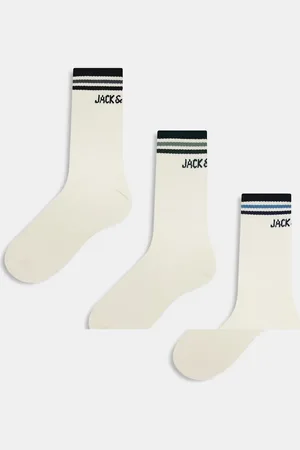 JACK & JONES 3 pack tennis socks with stripe in white