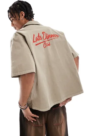 Bershka Late dinner shirt in -Neutral