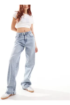 Noisy May Josie high waisted baggy jeans in light wash-Blue