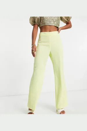 River Island Side split flare pants in yellow (part of a set)
