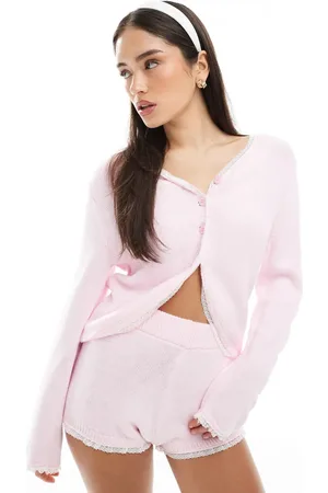 Miss Selfridge Lace trim knitted cardigan in (part of a set)