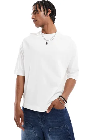 Bershka Tonal back print boxy t-shirt in -Neutral