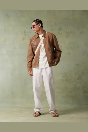 ASOS Baggy linen blend pants in