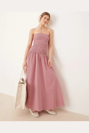 Glamorous Shirred drop waist maxi dress in