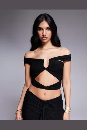 Missyempire Missy Empire slinky bardot cutout crop top in (part of a set)