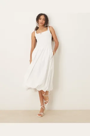 Abercrombie & Fitch Drop waist bubble midi dress in -Grey