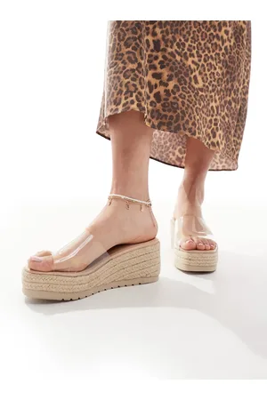 SEQWL Minelli flatform espadrille wedges in beige-Neutral