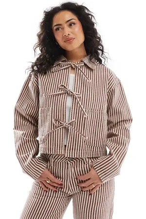 Daisy Street Bow tie front denim jacket in (part of a set)