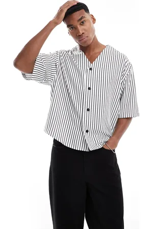 ASOS Stripe shirt with half sleeve in -Neutral