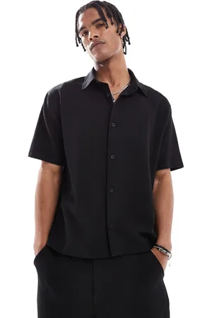 Bershka Plisse relaxed shirt in (part of a set)