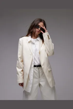 Topshop Tonic high break tailored blazer in -White