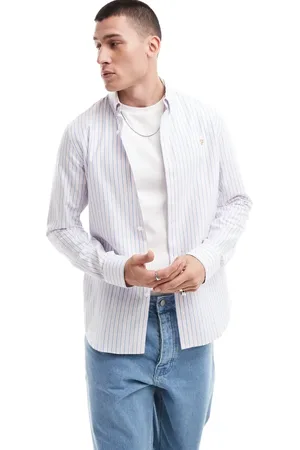Farah Brewer stripe long sleeve shirt in blue and pink