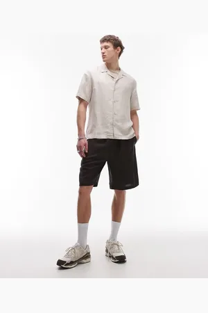 Topman Wide leg linen shorts in