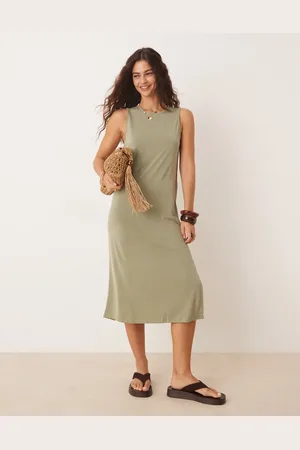 VILA Sleeveless jersey midi dress in
