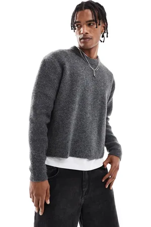 Bershka Knitted boxy fit jumper in -Blue