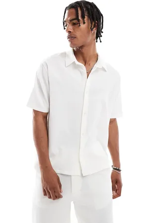 Bershka Plisse relaxed shirt in (part of a set)