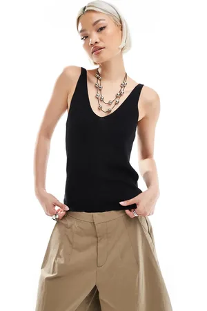 VERO MODA Ribbed knit v neck cami top in