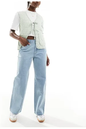 Hollister Curve love high rise baggy jeans in light wash-Blue