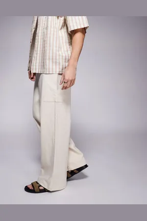 ASOS Oversized baggy linen look pants in -White