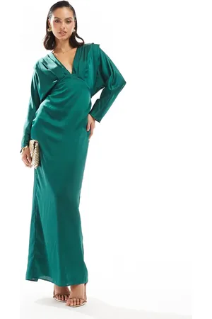 TFNC Satin kimono top maxi dress in
