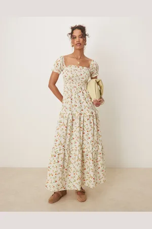 Glamorous Shirred maxi dress in -Multi