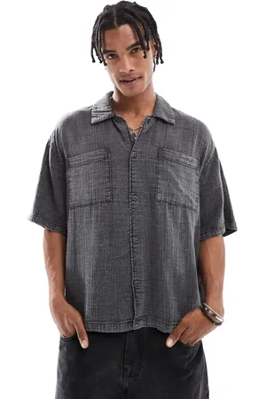 Bershka Washed textured shirt in