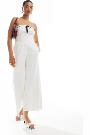 Hollister Strapless linen jumpsuit with contrast trims in
