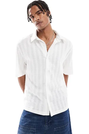 Bershka Knitted textured shirt in ecru