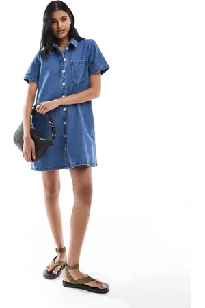 JJXX Denim dress in mid blue