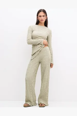 Pull&Bear Textured wide leg pants in (part of a set)