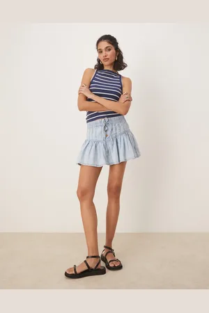 Free People Roselle denim mini skirt in light blue-Neutral