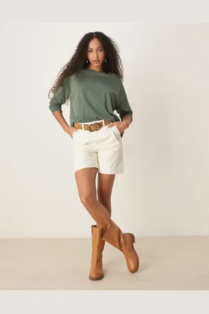 Free People Milo carpenter shorts in ecru-White