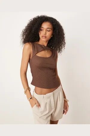 ASOS Slash neck cut out singlet with pearlised button detail in