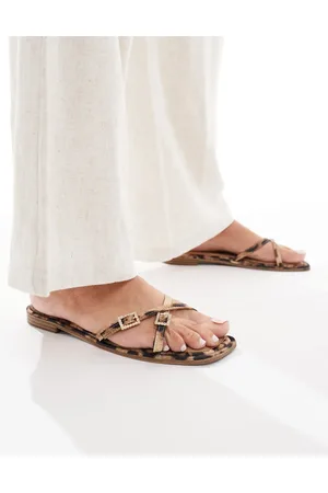 Raid Lanah strap buckle flat sandals in leopard-Multi