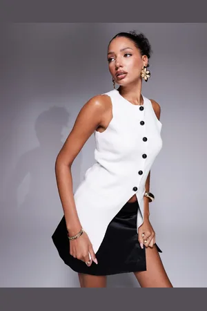River Island Longline knitted waistcoat in -White