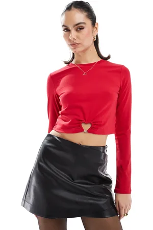 The Frolic Exclusive heart hardware cutout detail long sleeve crop top in