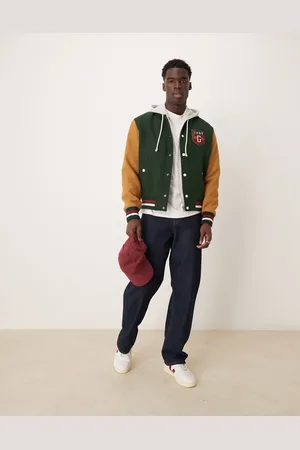 GANT Wool blend varsity logo jacket in green