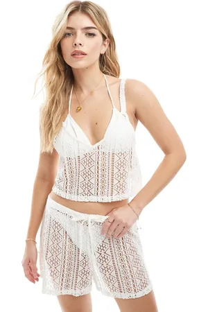 New Look Lace cropped singlet in (part of a set)-White