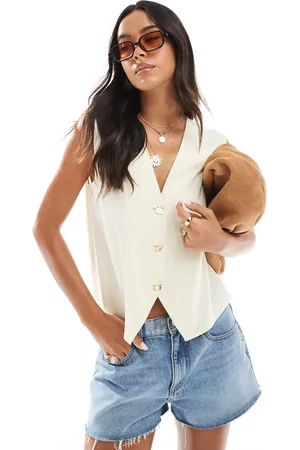 ASOS Relaxed waistcoat in -White