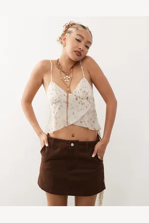 Motel Cojira bambi print scarf cami top in ivory-White