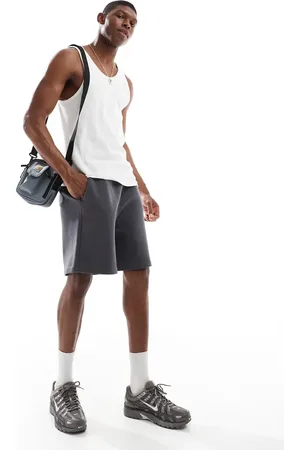 ASOS Essential mid length oversized shorts in charcoal-Grey