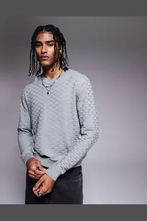 Armani Exchange Crew neck textured logo jumper in dark grey