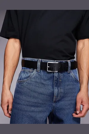 Armani Exchange Logo leather belt in