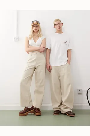 Weekday Astro Unisex linen blend pants in -Neutral